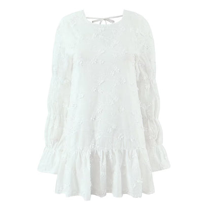 Robe d'été aérienne pour femmes avec design de broderie florale et manches volumineuses Chic und Stil