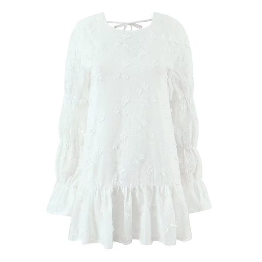 Robe d'été aérienne pour femmes avec design de broderie florale et manches volumineuses Chic und Stil