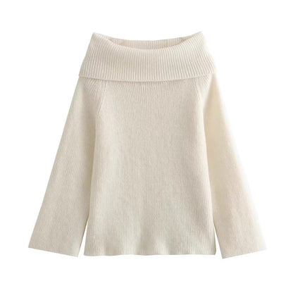 Pull en tricot élégant pour femmes à col montant large Chic und Stil