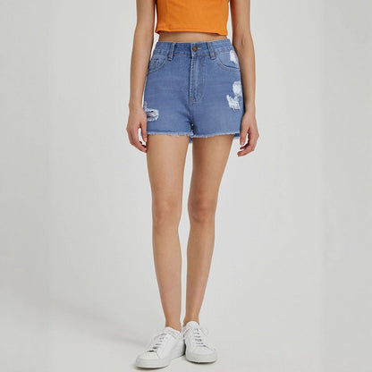 Shorts en denim détruit pour femmes avec ourlet effiloché Chic und Stil