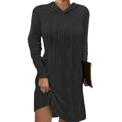Robe en tricot pour femmes avec capuche et motif en torsades fines Chic und Stil