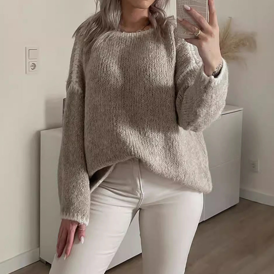 Pulls en grosse maille pour femmes avec finitions contrastées et coupe décontractée Chic und Stil
