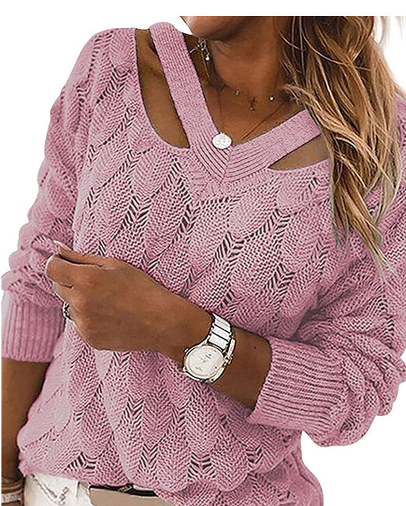 Pull en tricot pour femmes avec col V et structure côtelée raffinée Chic und Stil
