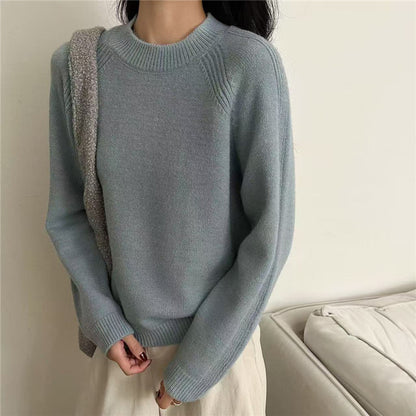 Pull en tricot décontracté pour femmes avec col rond et texture fine Chic und Stil