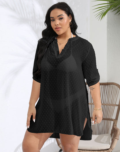 Dames à pois transparente couverture de plage tunique Chic und Stil