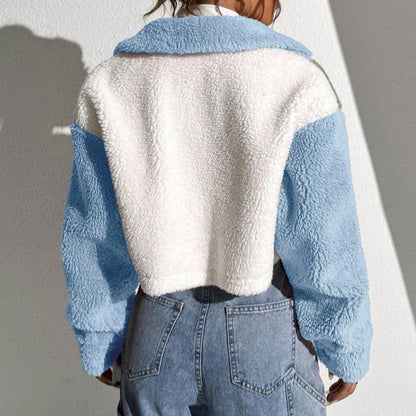 Ladies Trendy Fleece Jacket with Chic Contrast Design and Style