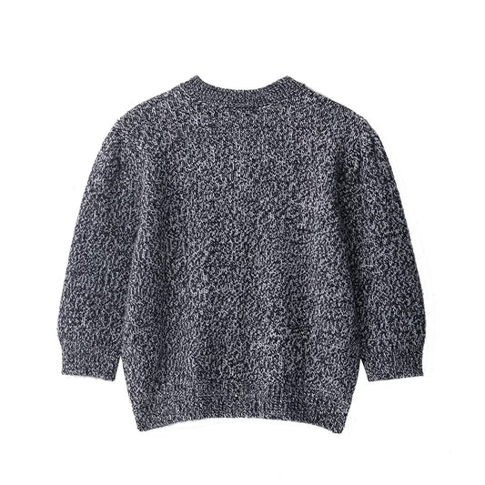 Ladies modern knit jacket with straight shoulders and button placket Chic and Style