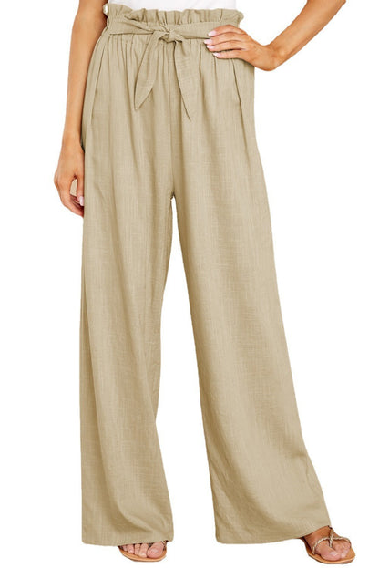 High-waisted linen pants for women with a tie belt Chic and Style