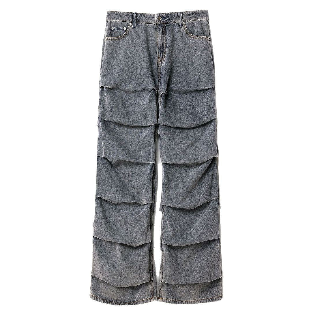 Dames décontractées jeans large avec des détails de volants à la mode Chic und Stil