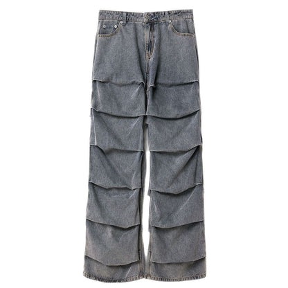 Dames décontractées jeans large avec des détails de volants à la mode Chic und Stil