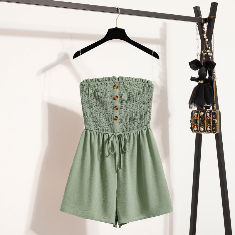 Robe combinaison pour femmes avec taille accentuée par des boutons et haut élastique Chic und Stil