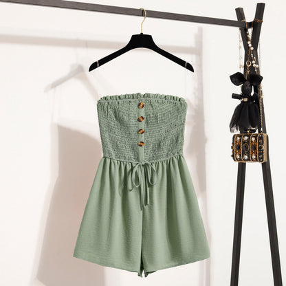 Robe combinaison pour femmes avec taille accentuée par des boutons et haut élastique Chic und Stil