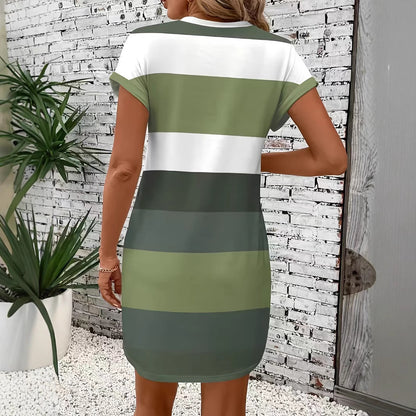 Robe de loisirs pour femmes avec motif rayé à la mode Chic und Stil
