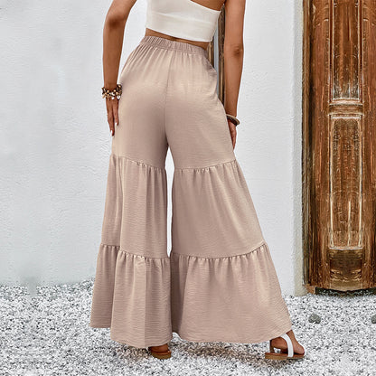 Pantalons Palazzo évasés à taille haute pour femmes avec ourlet à volants Chic und Stil