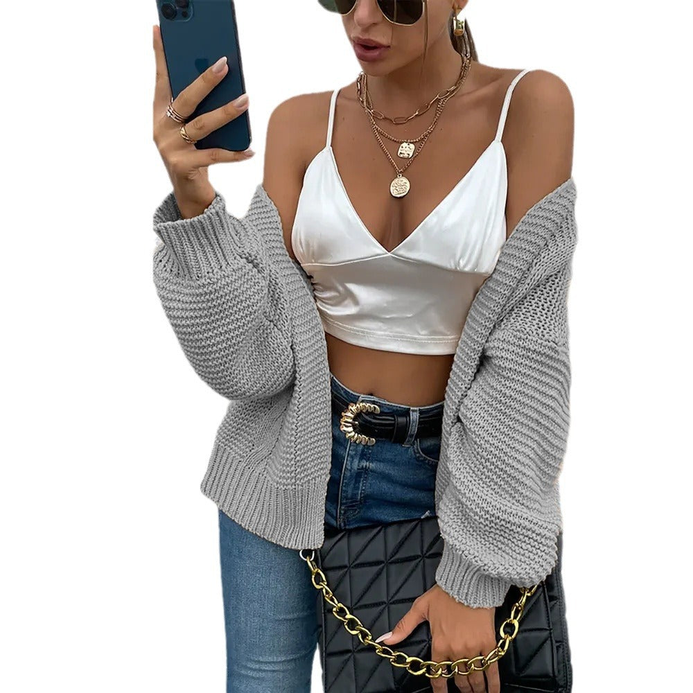 Dames gros cardigan en tricot à coupe décontractée Chic und Stil