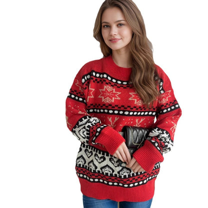 Pull en tricot festif pour femmes avec motif de renne de Noël et motif riche en détails Chic und Stil