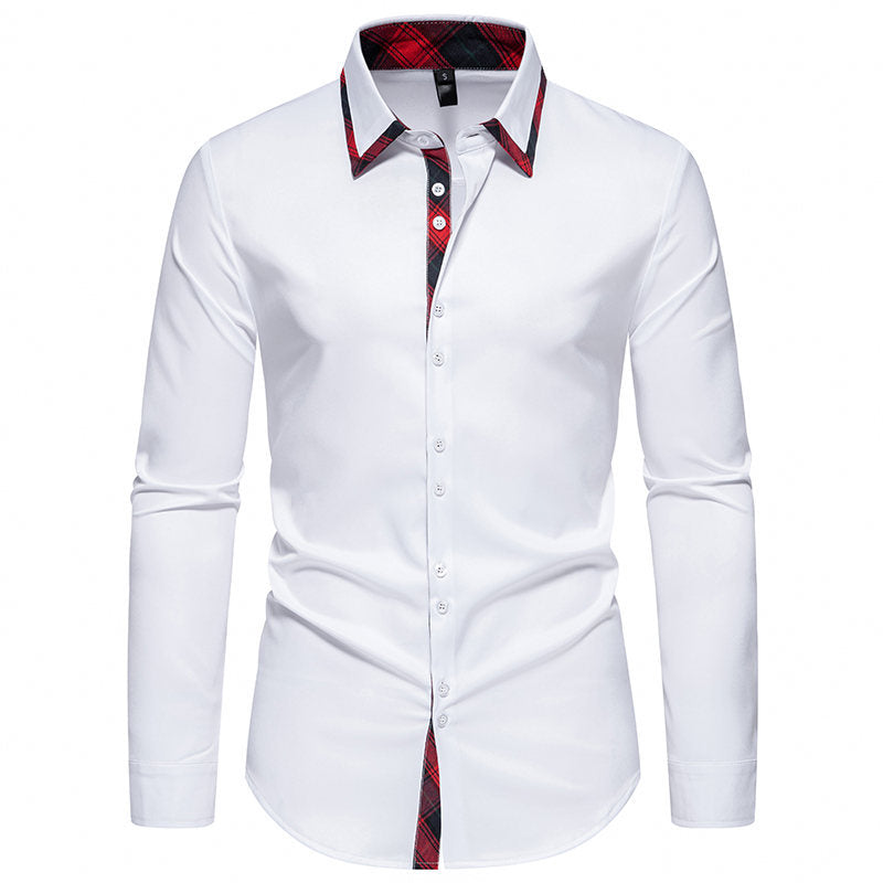 Chemise élégante à manches longues pour hommes avec détails de col à carreaux Chic und Stil