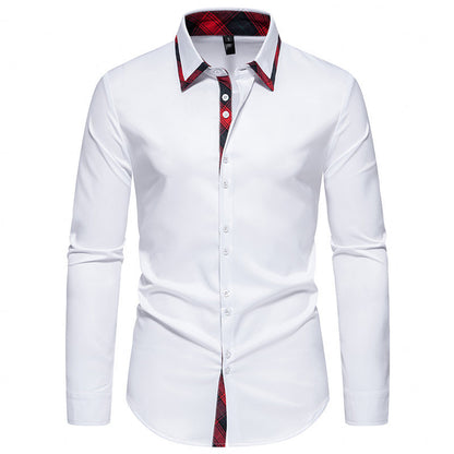 Chemise élégante à manches longues pour hommes avec détails de col à carreaux Chic und Stil