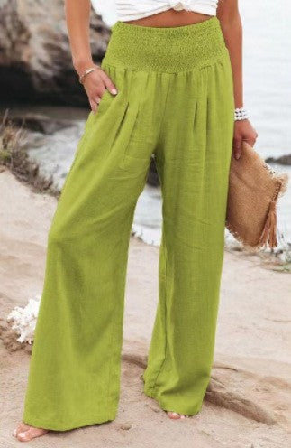Light linen pants for women with elastic waist and wide fit Chic und Stil