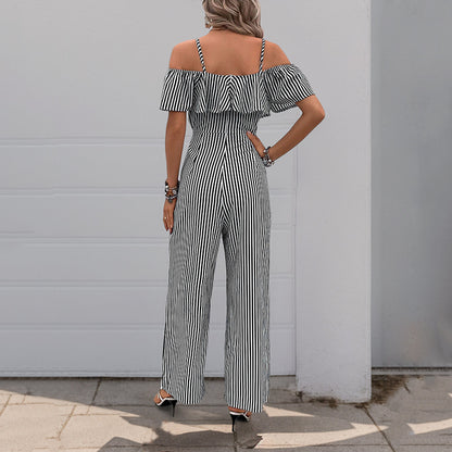 Dames combinaison à rayures Off-Shoulder Chic und Stil