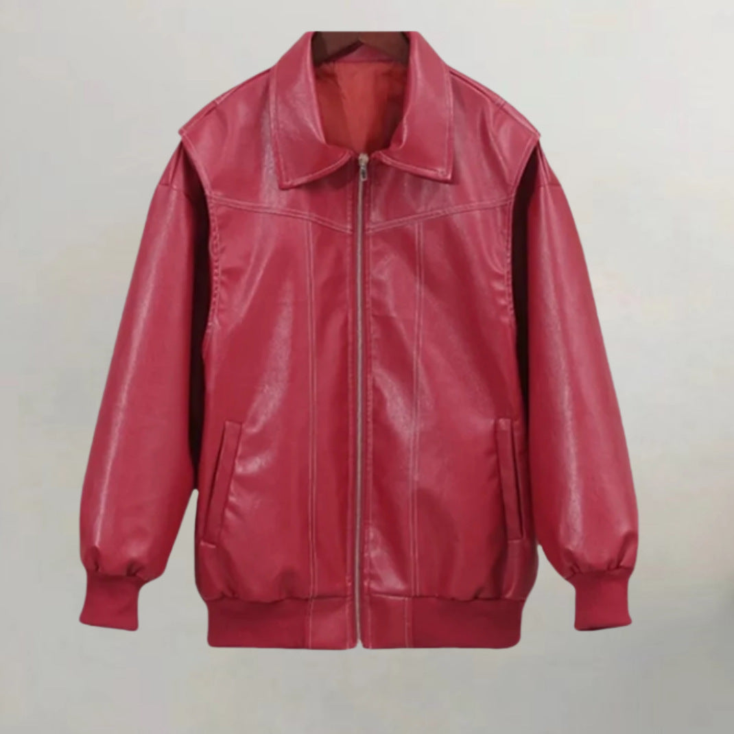 Dame Veste en simili cuir avec poches pratiques et taille élastique Chic und Stil