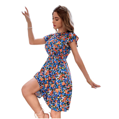 Robe d'été pour femme avec un design floral et des détails en volants Chic und Stil