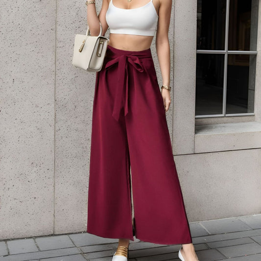 Pantalons larges taille haute pour femmes avec ceinture à nouer Chic und Stil