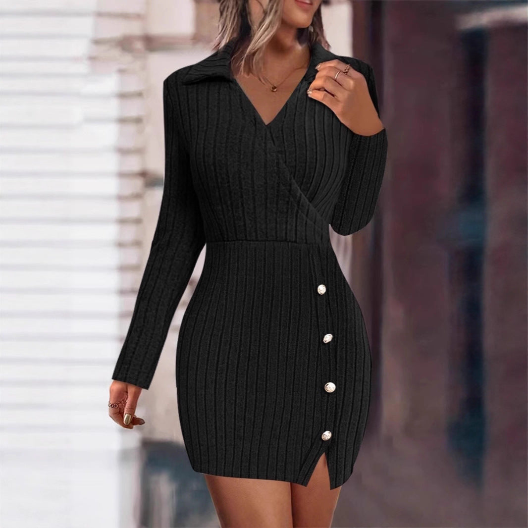 Robe portefeuille pour femmes avec design texturé et élégants détails de boutons Chic und Stil