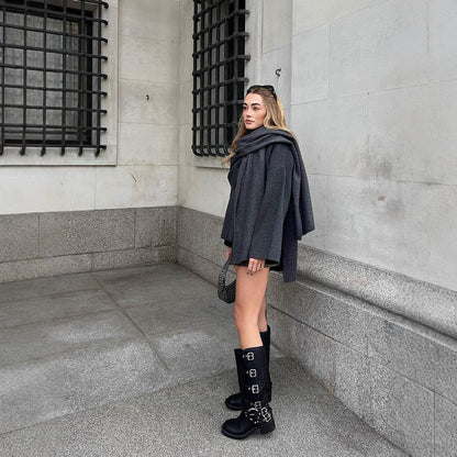 Dames élégant Cape en laine Chic und Stil