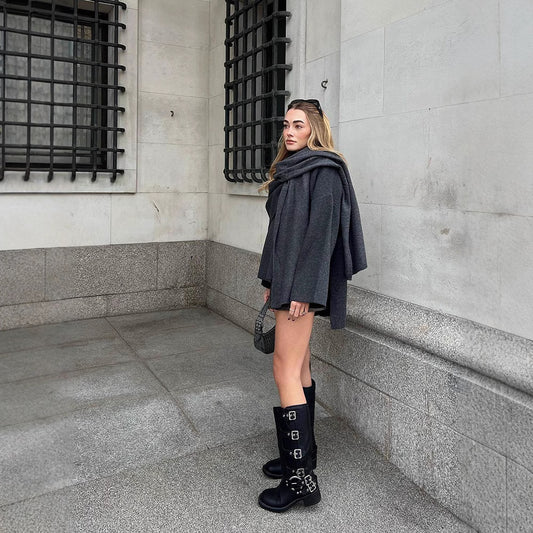 Dames élégant Cape en laine Chic und Stil