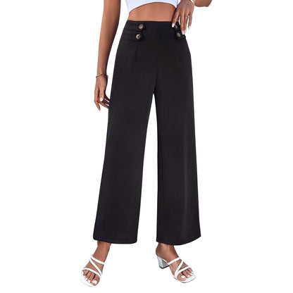 High-waisted palazzo pants for women with elegant button details Chic and Style