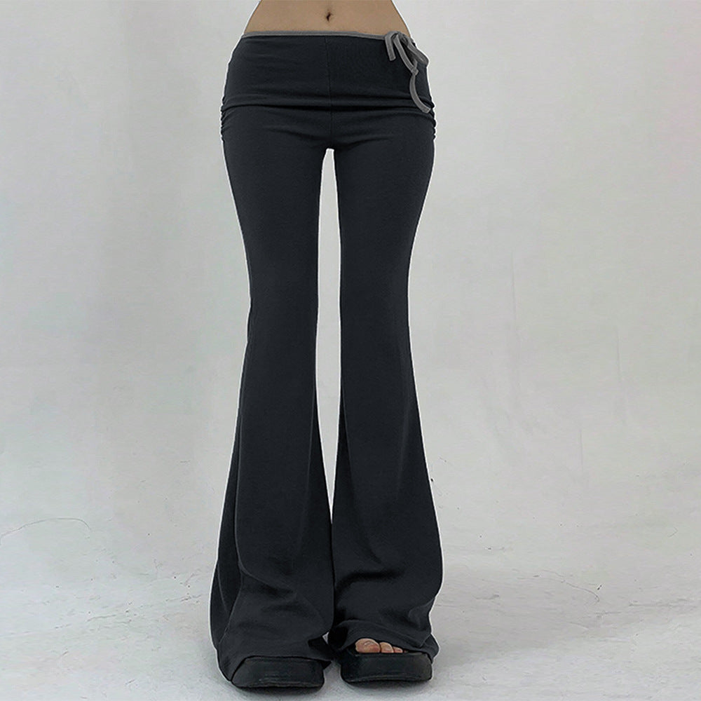 Pantalons de yoga évasés pour femmes avec taille élastique et tissu côtelé Chic & Stil