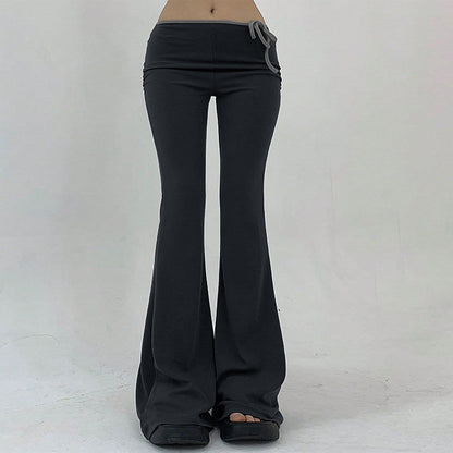 Pantalons de yoga évasés pour femmes avec taille élastique et tissu côtelé Chic & Stil