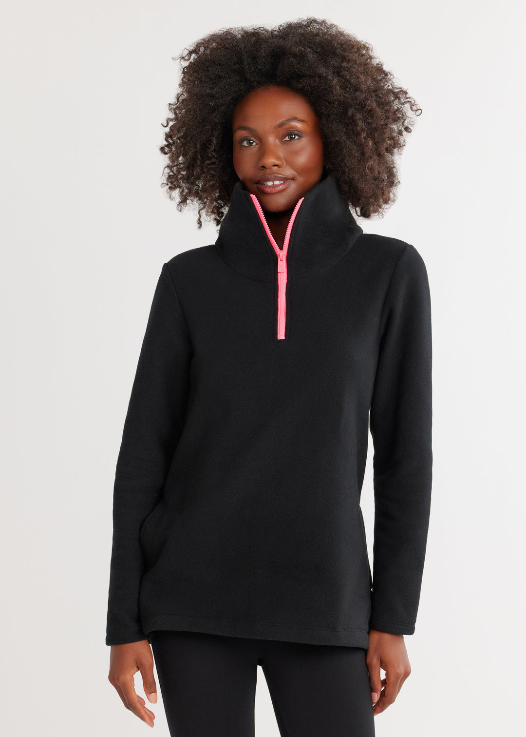 Pull en polaire pour femmes avec col montant et fermeture éclair sportive Chic und Stil