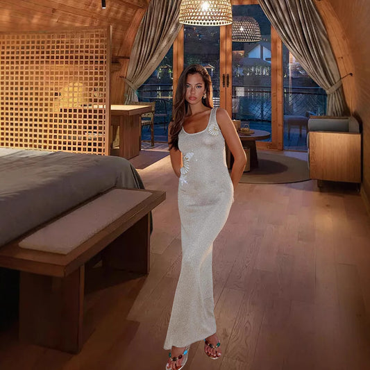 Femmes Robe longue avec des accents scintillants Chic und Stil