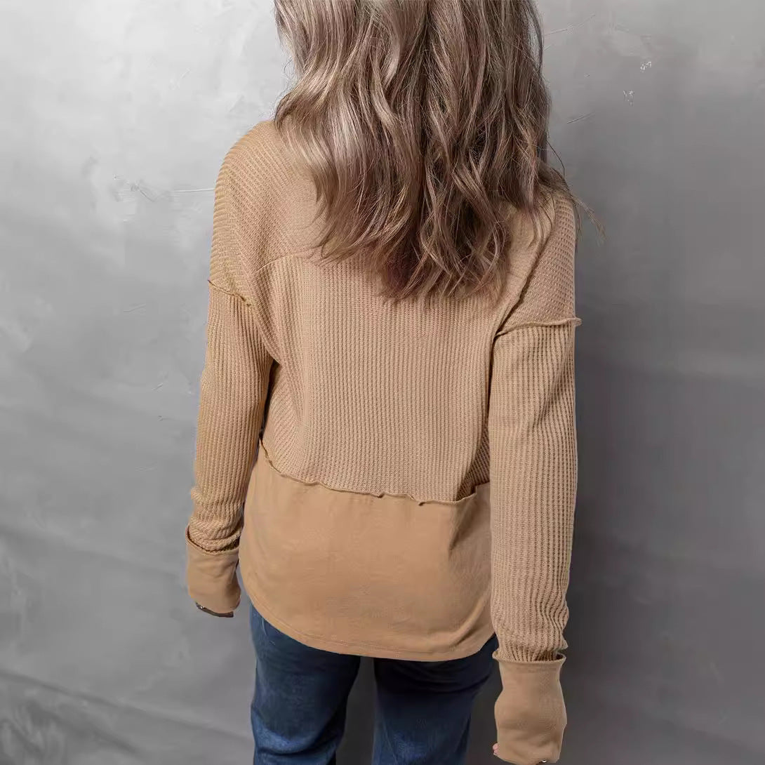 Pull-over en maille décontracté pour femmes avec décolleté en V et texture Chic und Stil