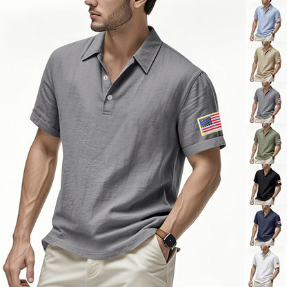 Polo sportif pour hommes avec motif de drapeau américain et technologie de régulation de l'humidité Chic und Stil
