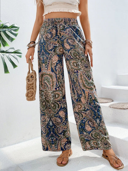 Wide Palazzo Pants for Women with an Elegant Paisley Pattern Chic und Stil