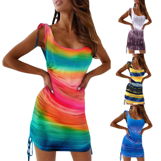 Robe mini femme avec fronces et dégradé de couleurs tendance Chic und Stil