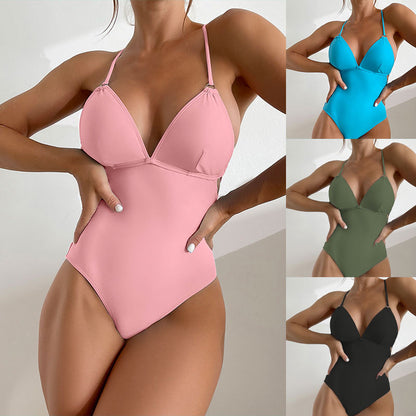 Dames Bretelles V Décolleté Maillot de Bain Chic und Stil