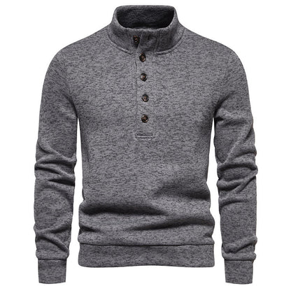 Pull-over pour homme avec col montant confortable, patte de boutonnage et design texturé Chic und Stil