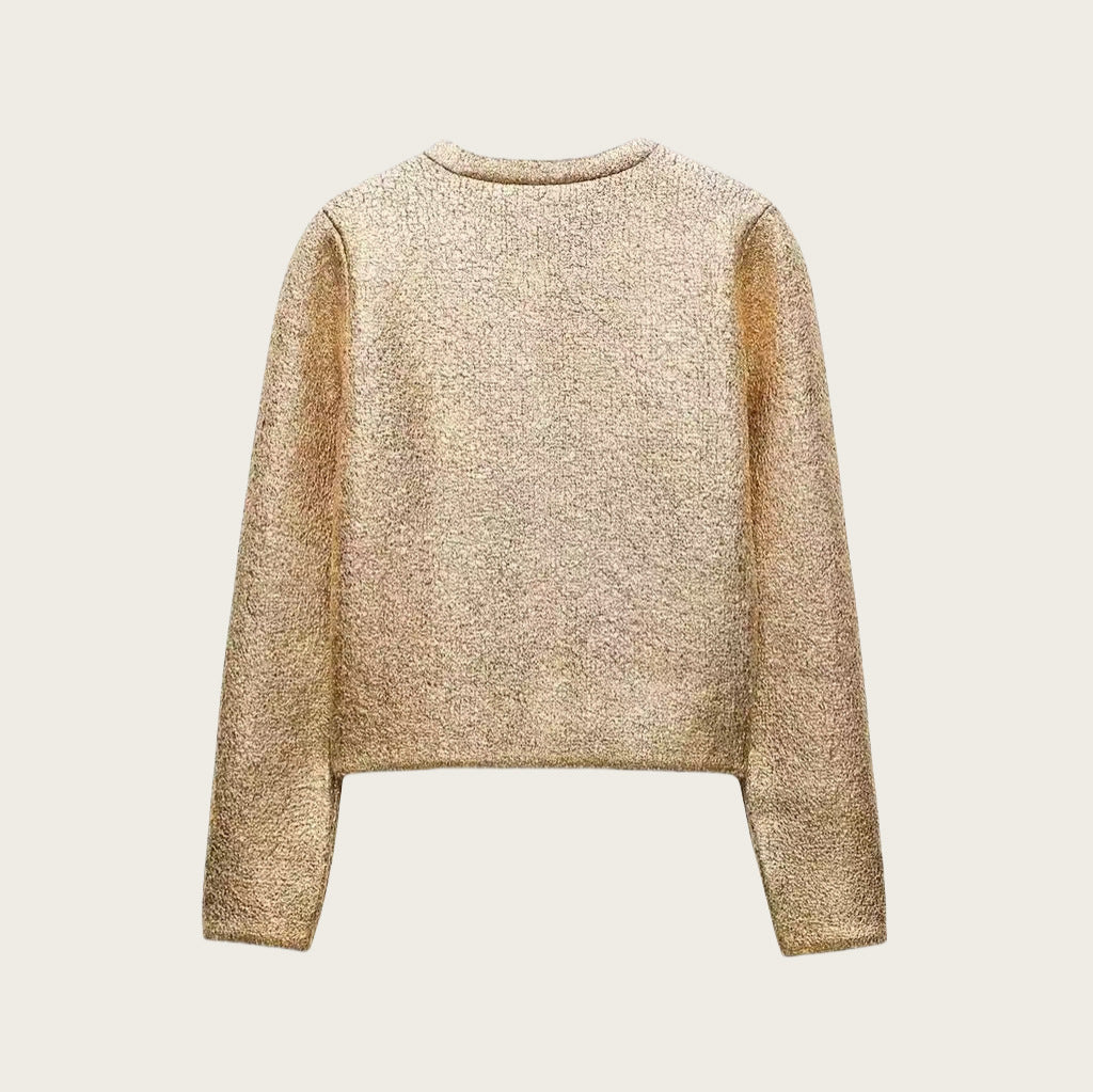 Dames Élégant gilet en tricot avec des paillettes luxueuses et des poches pratiques Chic und Stil