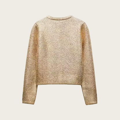 Dames Élégant gilet en tricot avec des paillettes luxueuses et des poches pratiques Chic und Stil