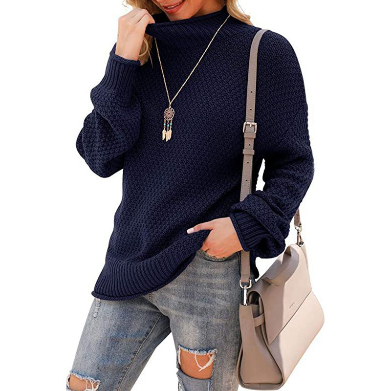 Pull en grosse maille pour femmes avec col haut et structure tendance Chic und Stil