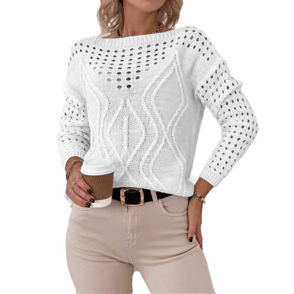 Pull en tricot pour femmes avec des motifs ajourés aérés et un joli design en torsades Chic und Stil