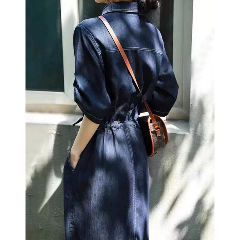 Robe Chemise en Jean Femme Chic und Stil