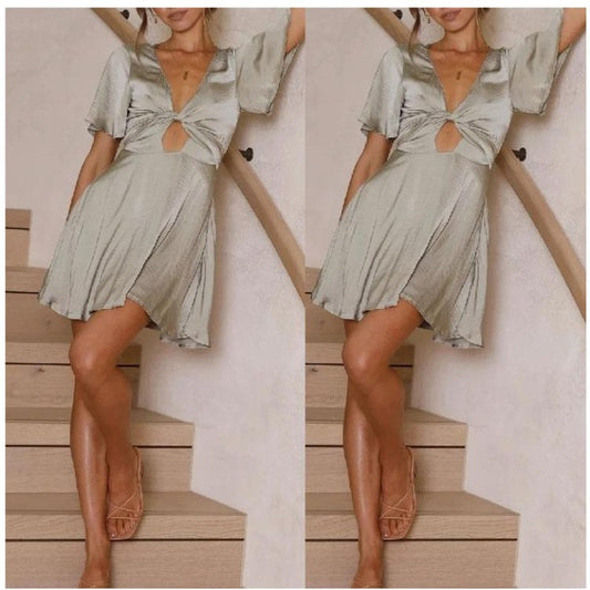 Robe Mini à Twist Slinky pour Femmes Chic und Stil