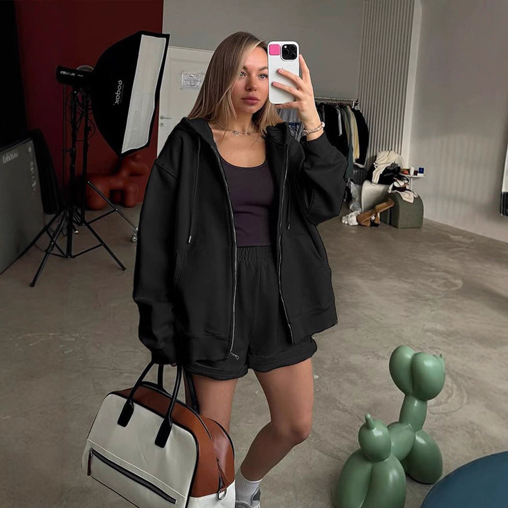 Women's comfortable sweat shorts with oversized hoodie Chic and Style