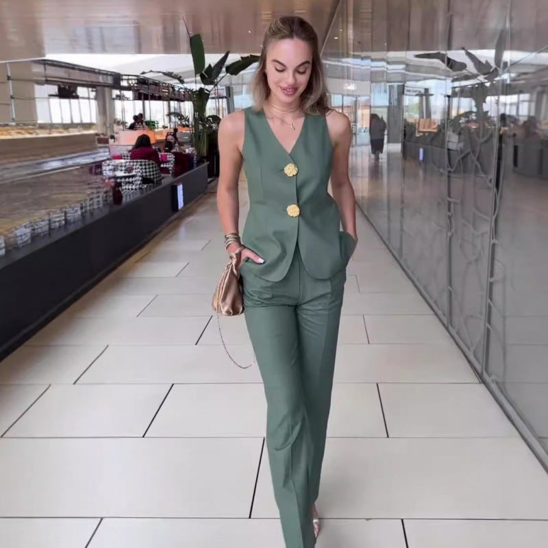 Dames Ensemble Blazer Deux Pièces Élégant avec Silhouette Féminine et Détails Tendance Chic und Stil