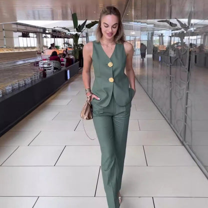 Dames Ensemble Blazer Deux Pièces Élégant avec Silhouette Féminine et Détails Tendance Chic und Stil